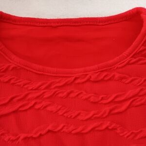 TWO Vibrant Red Textured Top